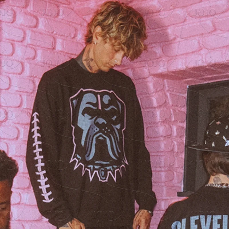 

MGK Xx осень-зима мужская и женская повседневная мода пуловер с длинными рукавами рубашка узор топ с принтом в стиле панк