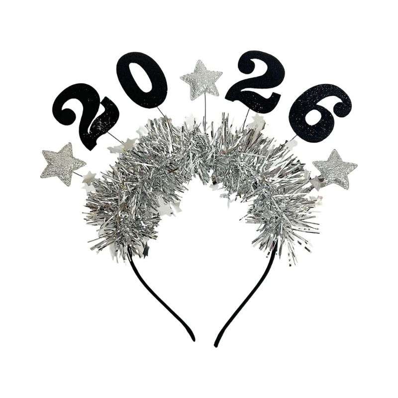 

2026 New Year Glitters Headpiece Stylish Tinsel Hair Decors Unisex Hairband Headbands For Parties Family Gatherings