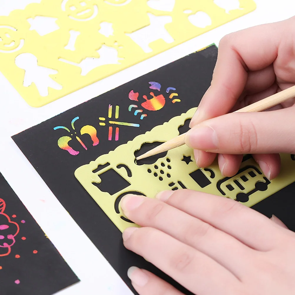 

Scratch Set Tools for Kids Hand-painted Cards Black Paper Jam Children DIY Toys