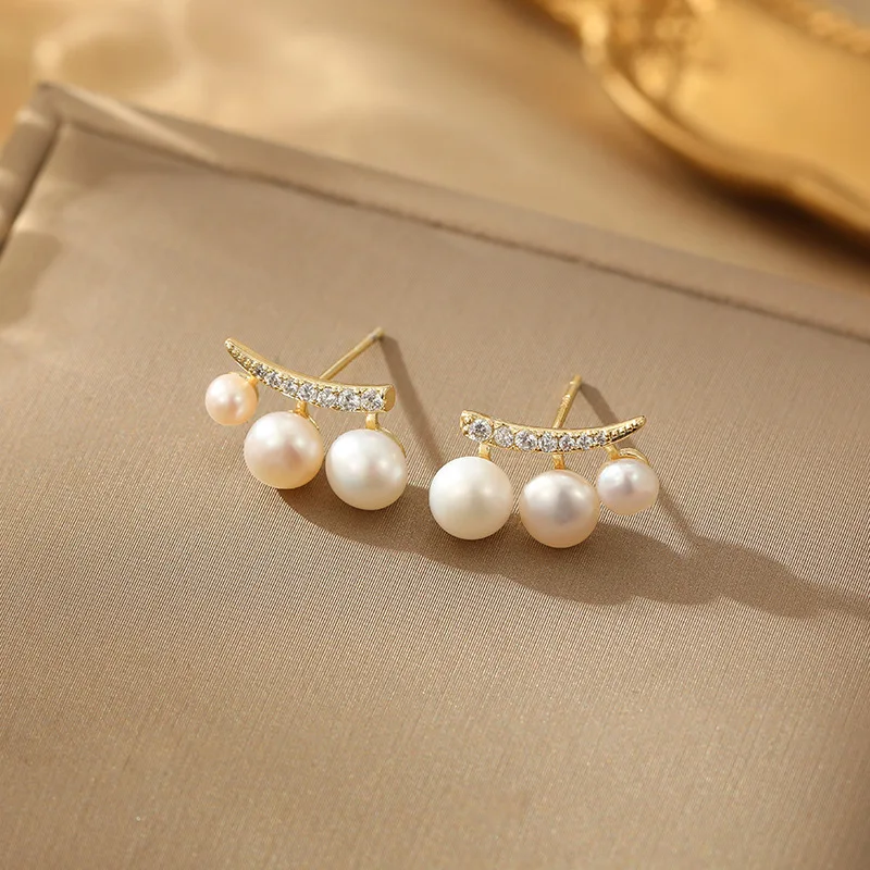 أقراط اللؤلؤ بإبرة فضية S925 للنساء، مجوهرات عصرية فرنسية بسيطة وخفيفة فاخرة