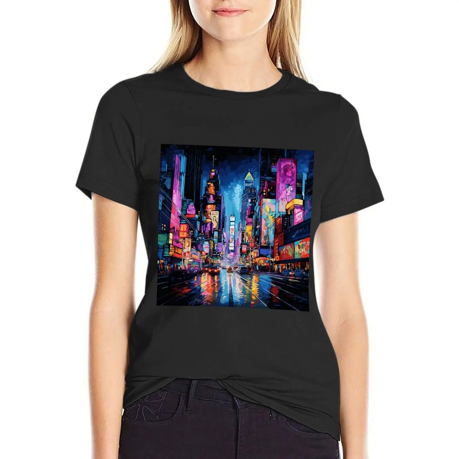 Neon Metropolis Rush T-Shirt cute clothes funny lady clothes Women's summer blouses 2024