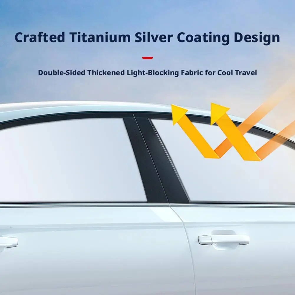 Magnetic Car Window Sunshade Titanium Silver Cloth Sun Shade Curtain Foldable UV Protection Side Window Sun Visor - view 3