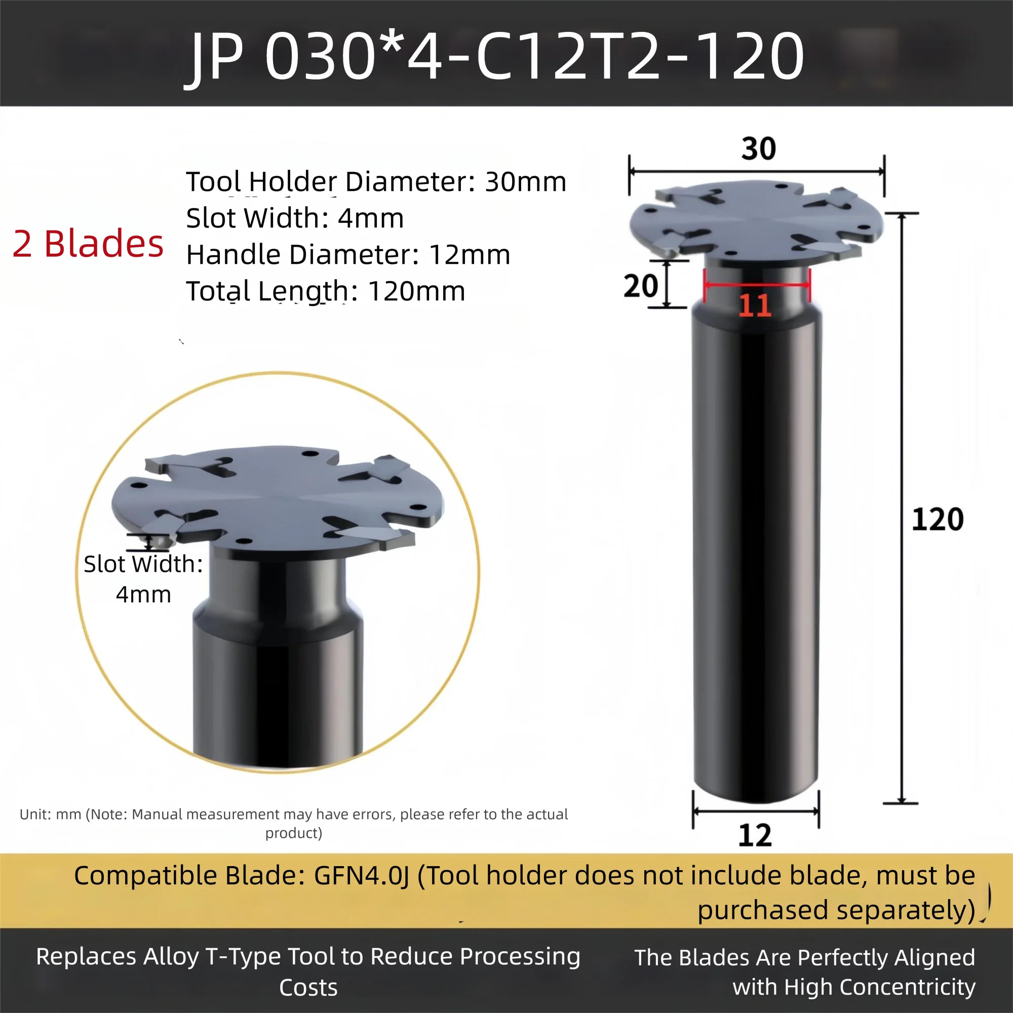 Jp Zaagblad Frees Cutter Bar 40X2 40X3 45X2 45X3 50X2 50X3 Freesgroef Gereedschap Vervangbaar Inzetstuk Gf 2Mm 3Mm