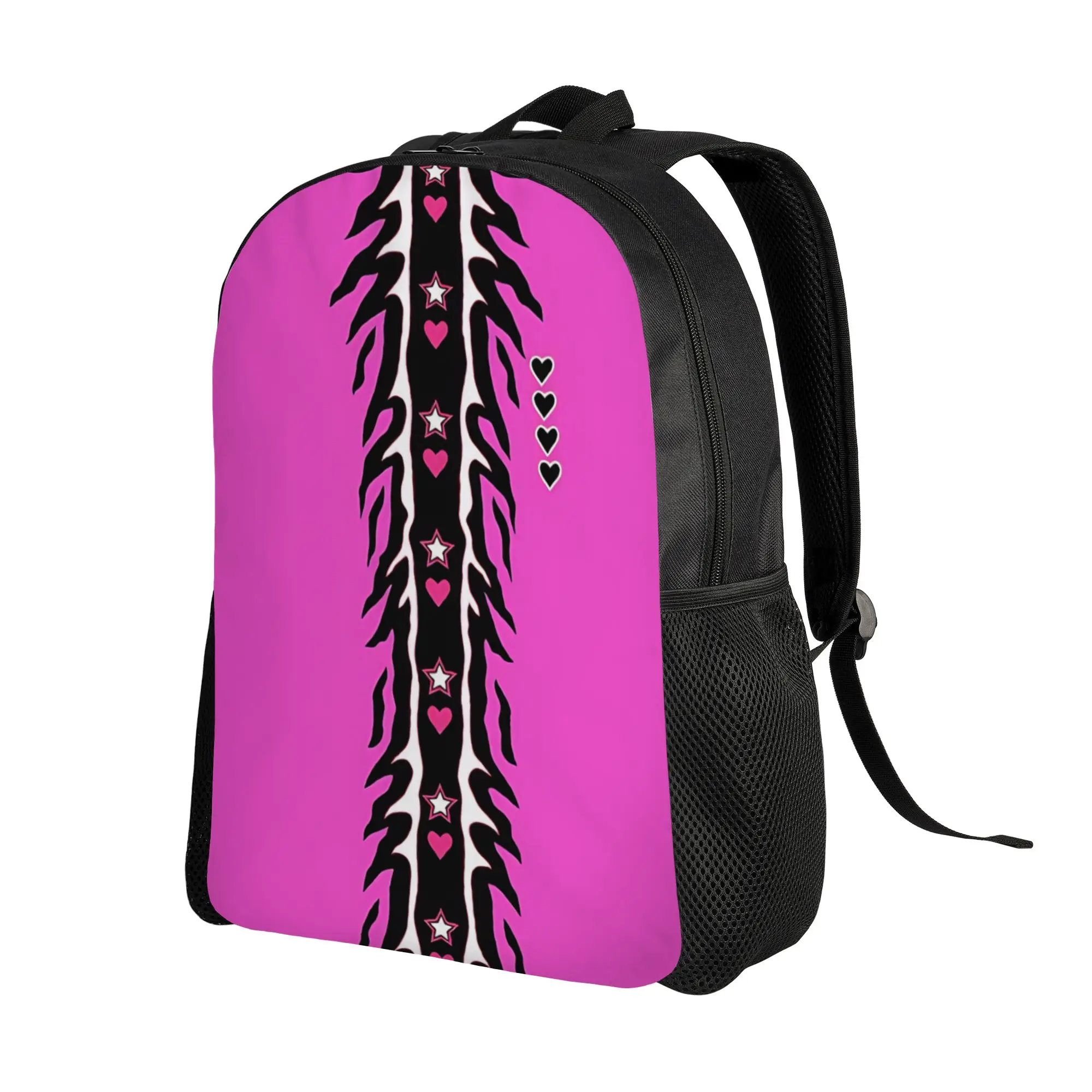 B-Bret Hart pink black stripe  Schoolbag Men Sporty Daily mochila Large Capacity Laptop Bag Back To School Season