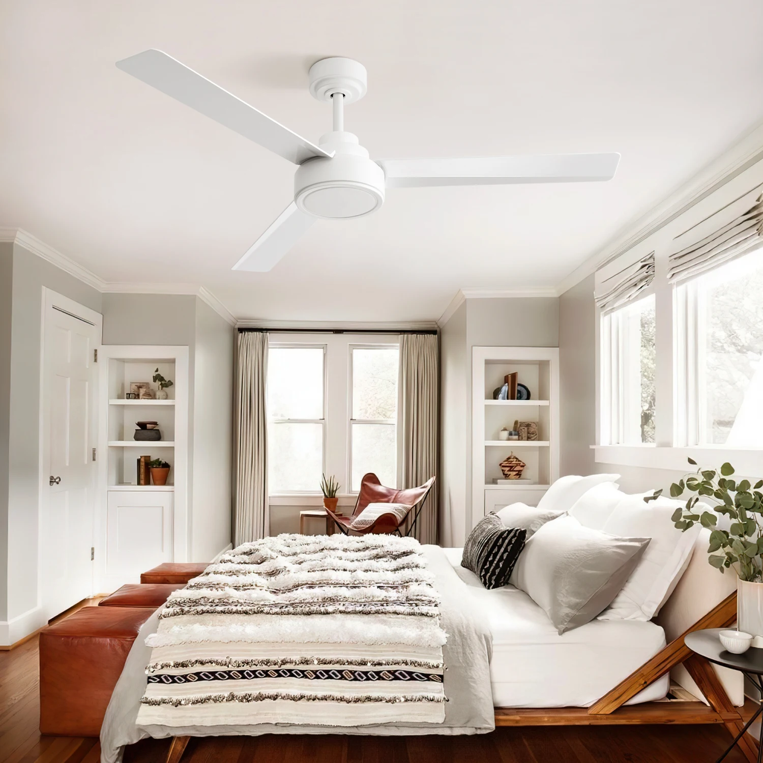 

52" Ceiling Fan Remote Control 6-speed Reversible DC Motor White - Living Room Bedroom Kitchen Farmhouse