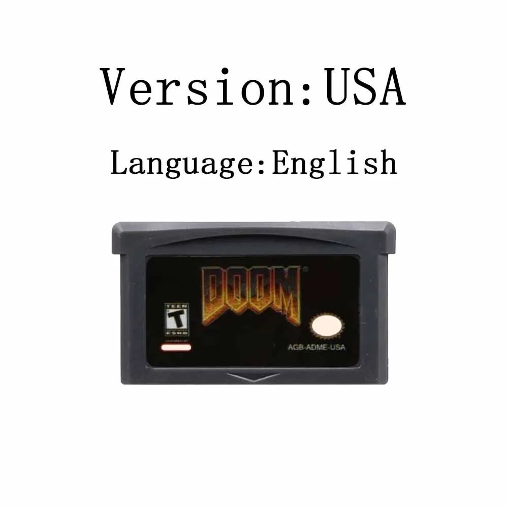 GBA Game Cartridge Doom Series Game DOOM Series Cartridge 32-Bit Video Game Console Card DOOM 1 DOOM 2 For GBA GBASP NDSL