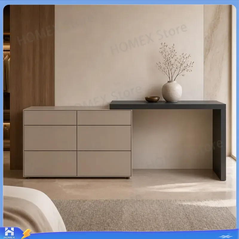 Modern Smoky Cream Vanity Table with Storage Engineered Wood Dressing Desk for Bedroom Hotel Apartment Makeup Station
