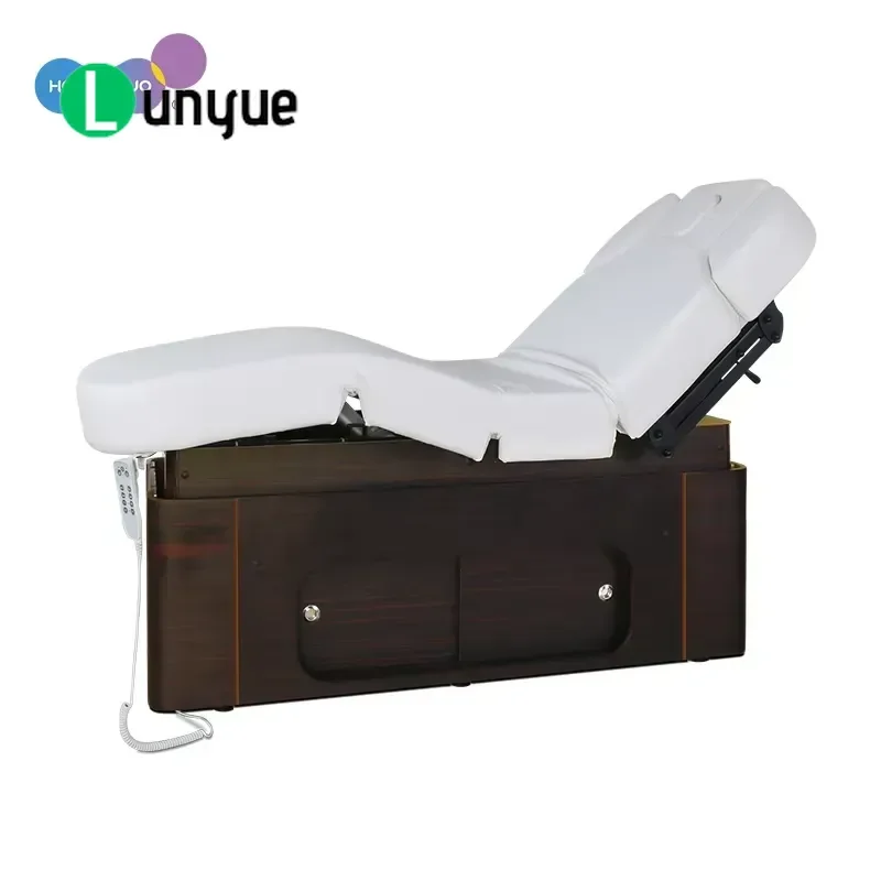 4 Motors Electric Massage Bed with Drawers Wooden Spa Table for Facial and Body Massage Customizable