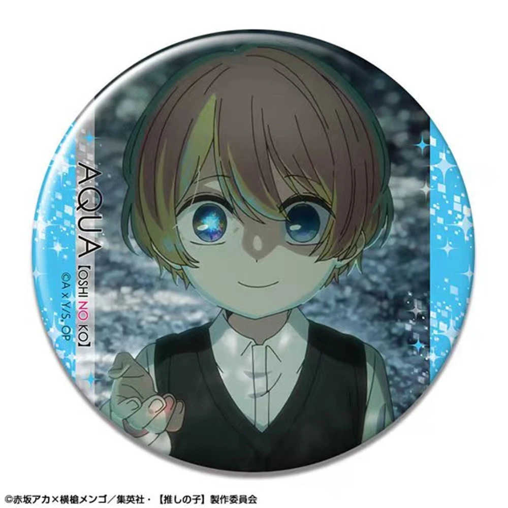 58mm Anime OSHI NO KO Hoshino Ai aguamarina MEM CYO Kurokawa Akane Arima Kana Cosplay disfraz insignia Pin SPTE broche de hojalata Prop