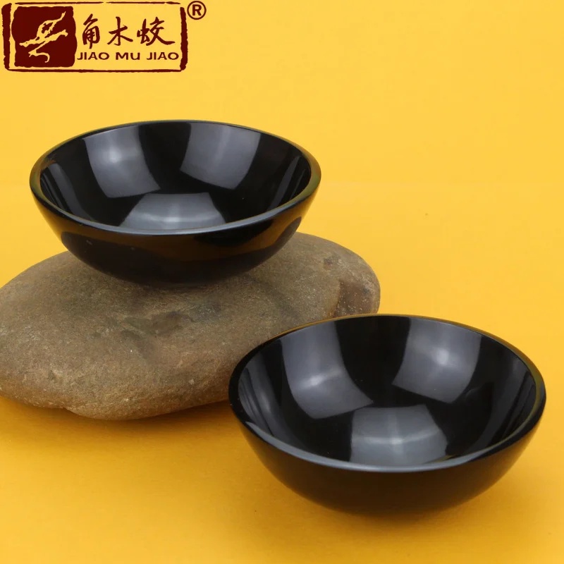 

541 Buffalo horn small bowl Thickened Black Ox Horn Bowl and Plate