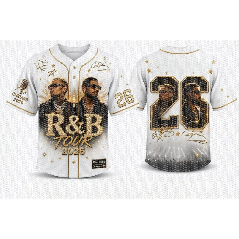 Camiseta de Fútbol Estilo R&B Tour Umbilical, Camiseta Estilo Usher_Chris_Brown, Disfraz de Concierto, Regalo para Fanáticos del R&B, Uniforme de Béisbol Moderno