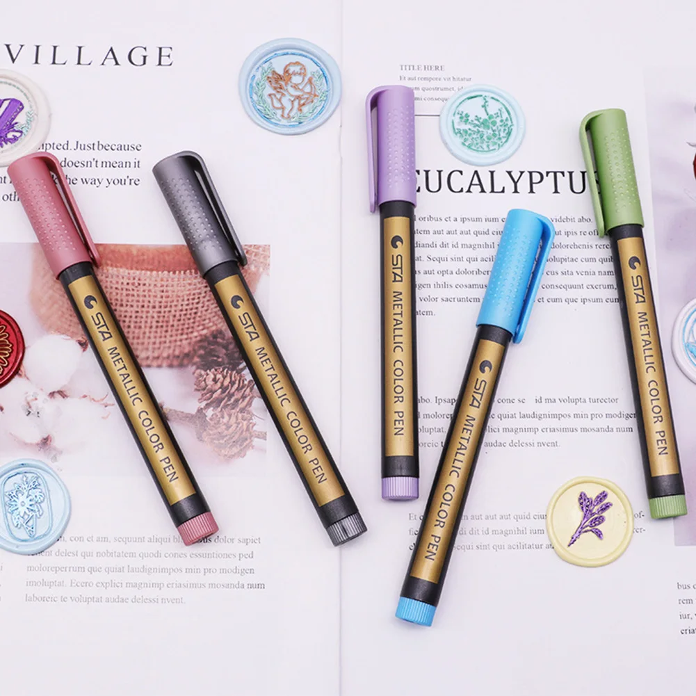 씰링 왁스 마커 펜 초대장 장식 빈티지 마커 컬러 펜 스크랩북용 특수 그래피티 금속 세라믹 목재 고무용