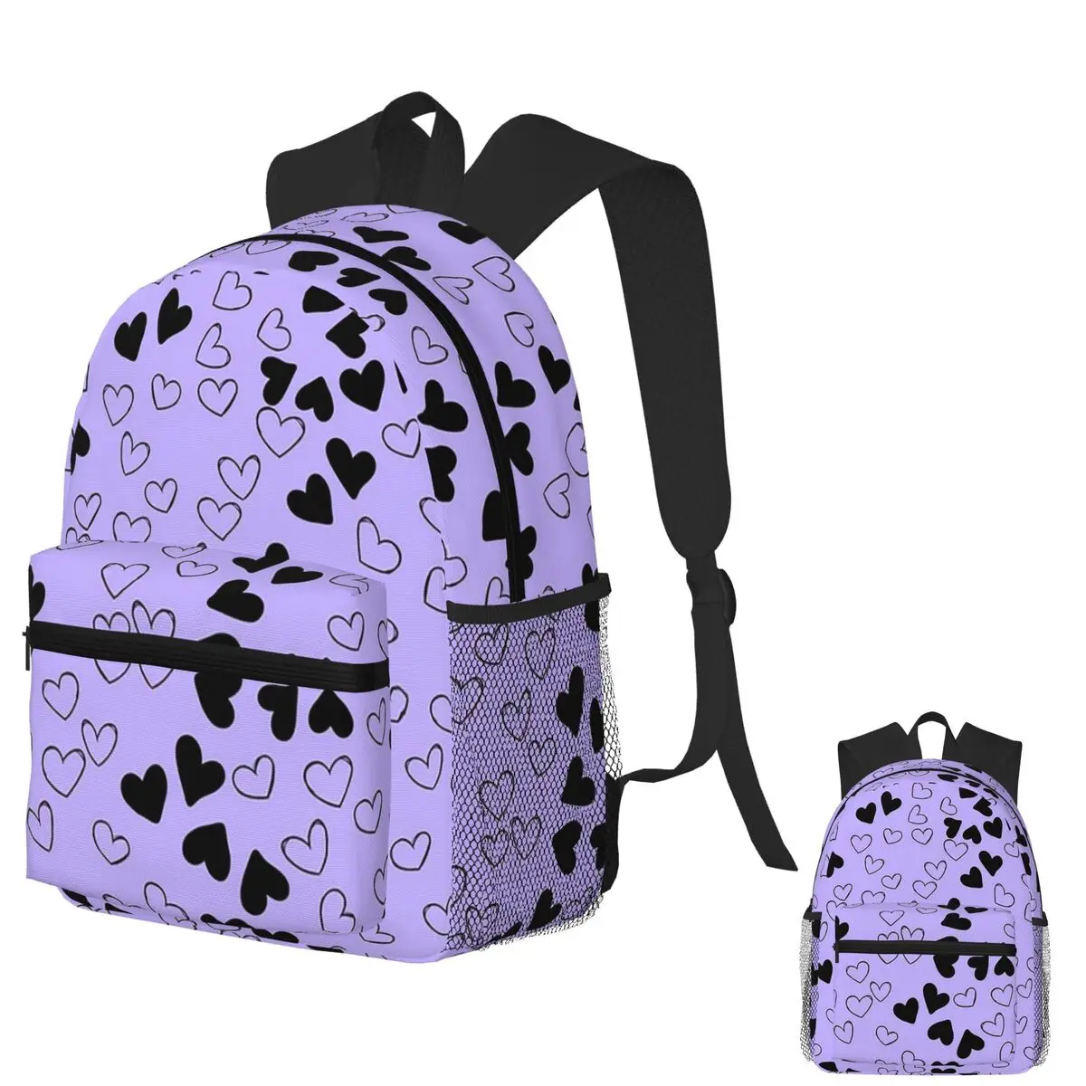 

Unique Lavender Hearts Pattern Student Backpack School Bag Hiking Travel Daypack for Boys Girls Bookbag Shoulder Bags