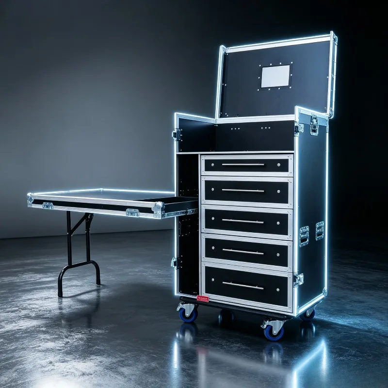 Office Transport Desk Drawer Case 24 X 30 Mobile Production Workstation Flight case Printer Production Drawer Flight Cabinet