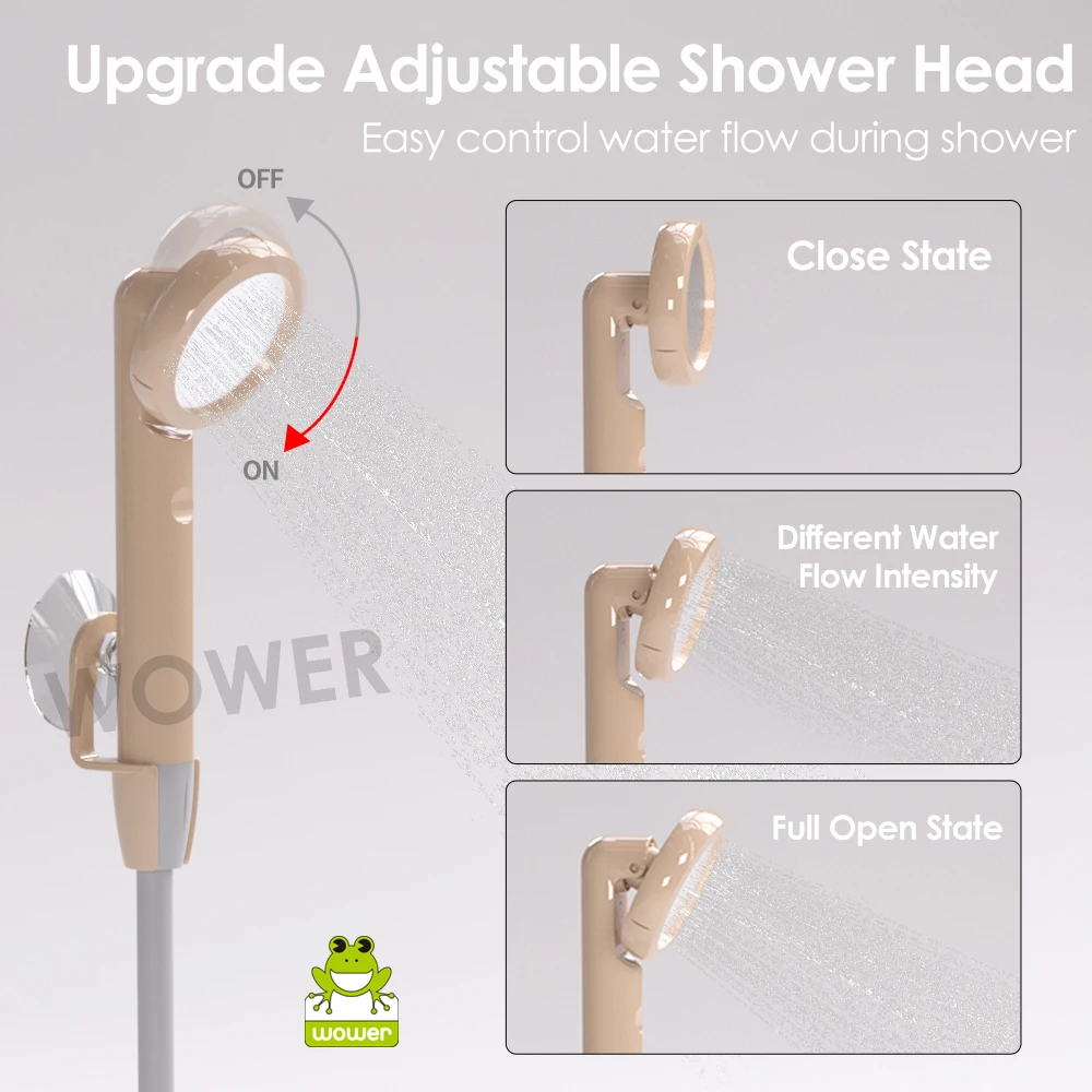 WOWER Portable Shower 4000mAh IPX8 Waterproof with Digital Display Rechargeable Portable Shower for Camping Travel Shattaf