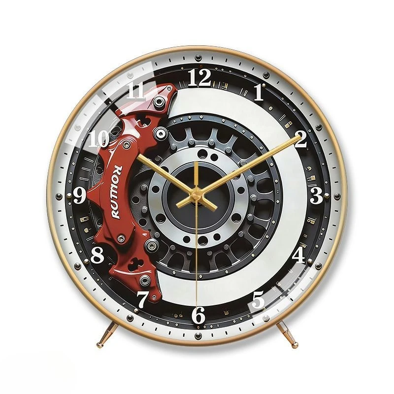 Industrial Style Hub Clock Modified Car Brake Caliper Mute Table Clock for Living Room Desk Clock