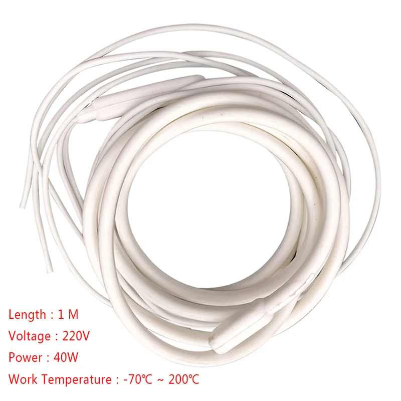 1M 220V 70 Celsius 40W Waterproof Silicone Insulated Heater Wire Unfreezer for Drain-pipe Electrical Wires