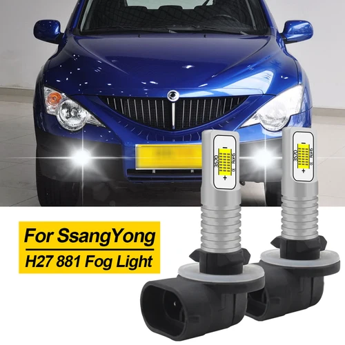 BMTxms 2 uds H27 881 880 Turbo luces antiniebla LED luces de circulación diurna bombilla H27W1 H27W2 para SsangYong Actyon 2006-2012 2008 2009