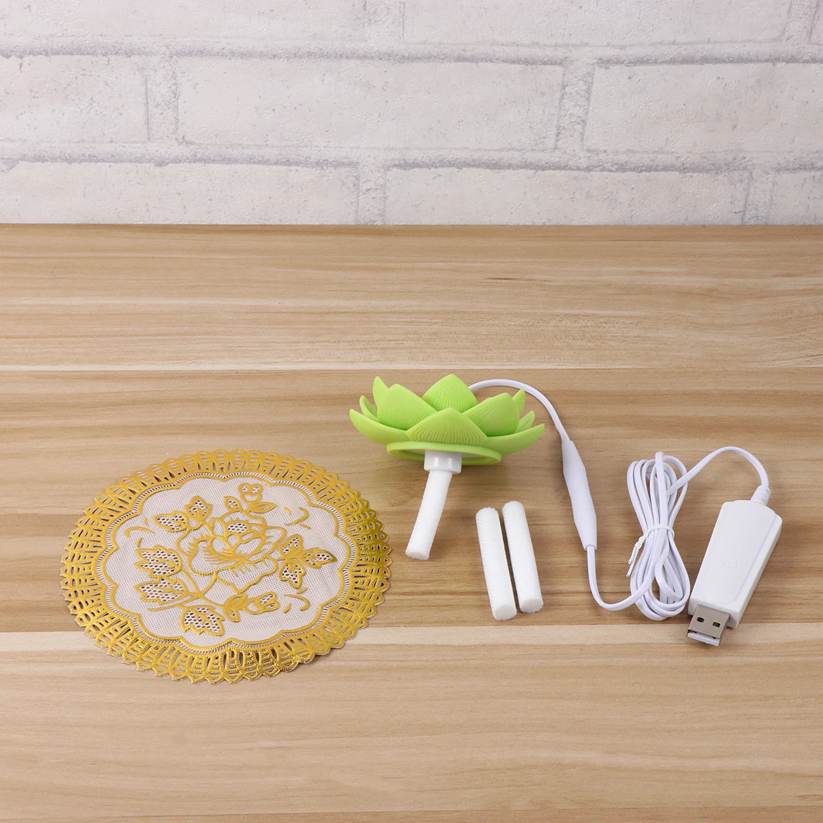 

Lotus Aromatherapy Humidifier Green Pattern White Bottom Ceramic Aroma Diffuser Essential Oil Mist Humidifier for Home Office