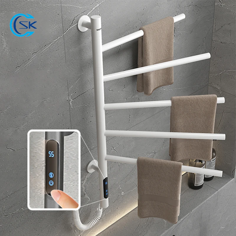 Electric Heated Towel Rail For Bathroom.304 Stainless Steel Electric Towel Rack.Timing Towel Radiator.180° Rotation Towel Warmer