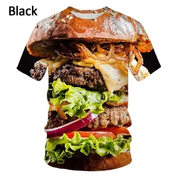 Food Steak Hamburger Graphic T Shirt For Men Clothing 3D Print Chips Fashion Streetwear Casual T-Shirt Woman Oversized Tops Tees