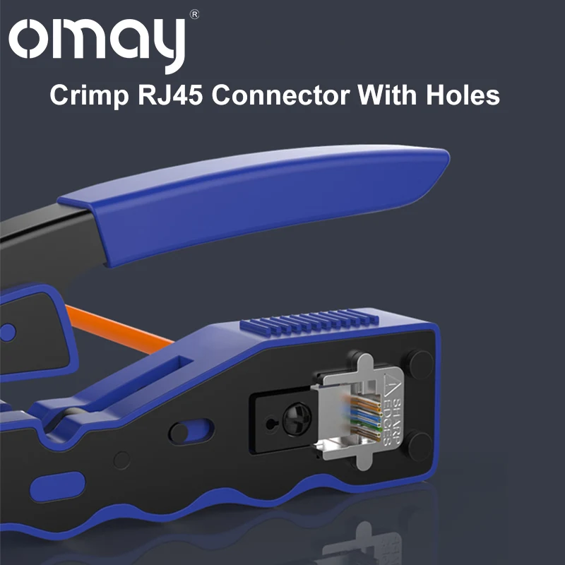 Imagem -03 - Cabo Ethernet Crimper Braçadeira de Fio Pinças Clip Crimper Stripper Through-hole Connector Alicates Pressionando Rj45 Utp Cat5 8