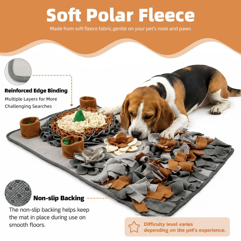 Multi-Layer Food Hiding Design Pet Snuffle Mat Soft Polar Fleece Non-Slip Slow Feeder Pad for Dogs Scent Training Indoor Use