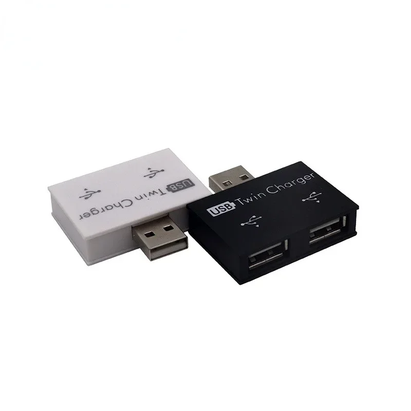 Adaptor Hub pengisi daya Mini portabel USB Hub ke 2 Port pembagi USB untuk ponsel Tablet komputer HUB transmisi pengisi daya