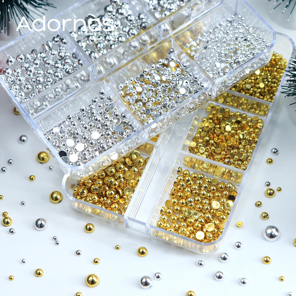 반원형 구슬 고딕 펑크 네일 장식 금색 은색 버블 구슬 네일 아트 참 할로윈 매니큐어 DIY 액세서리