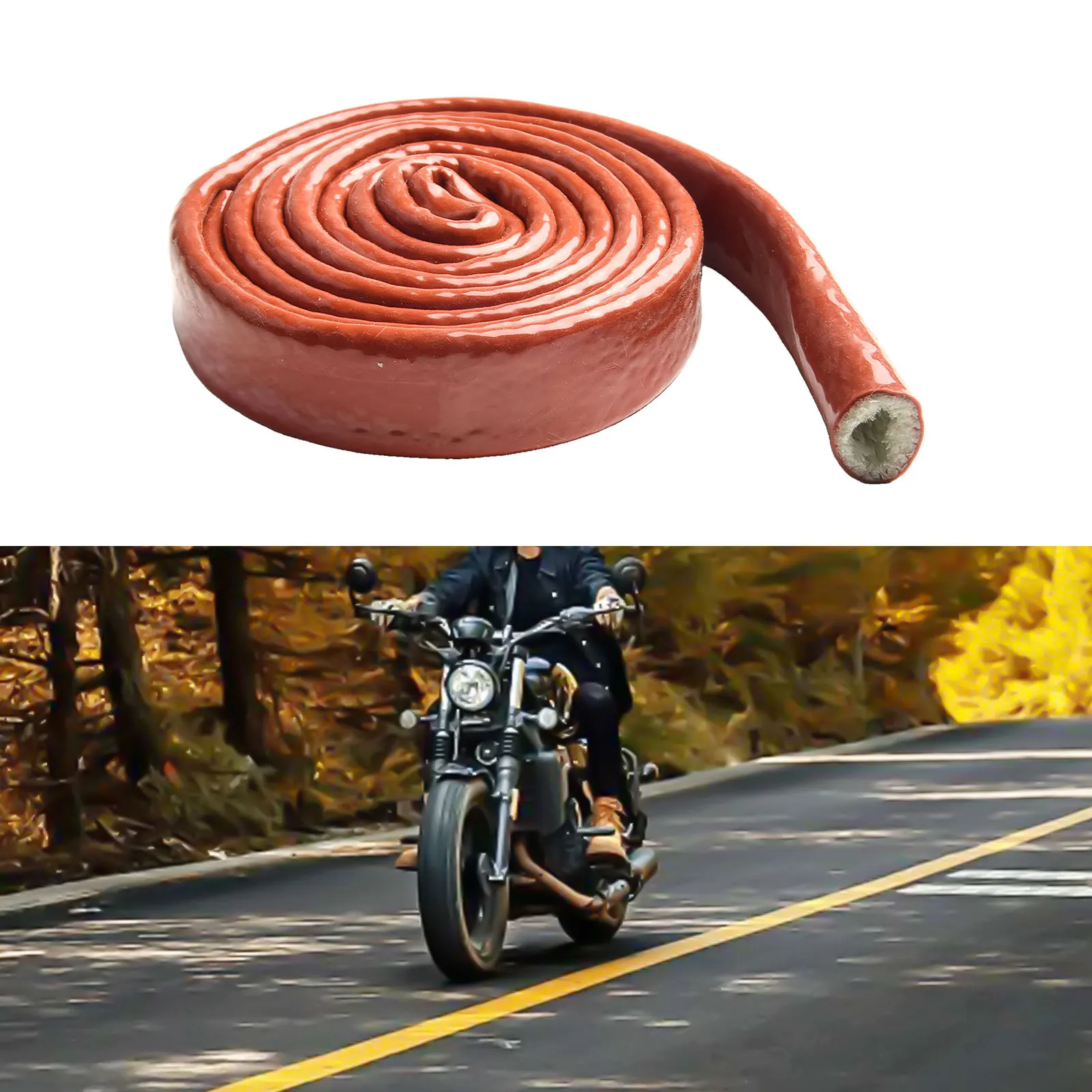 1roll 1.5m Heat Shield Sleeve Heat Resistant Cable Sleeve Silicone Fiberglass Shield Pipeline Protector Tools Motors Accessories