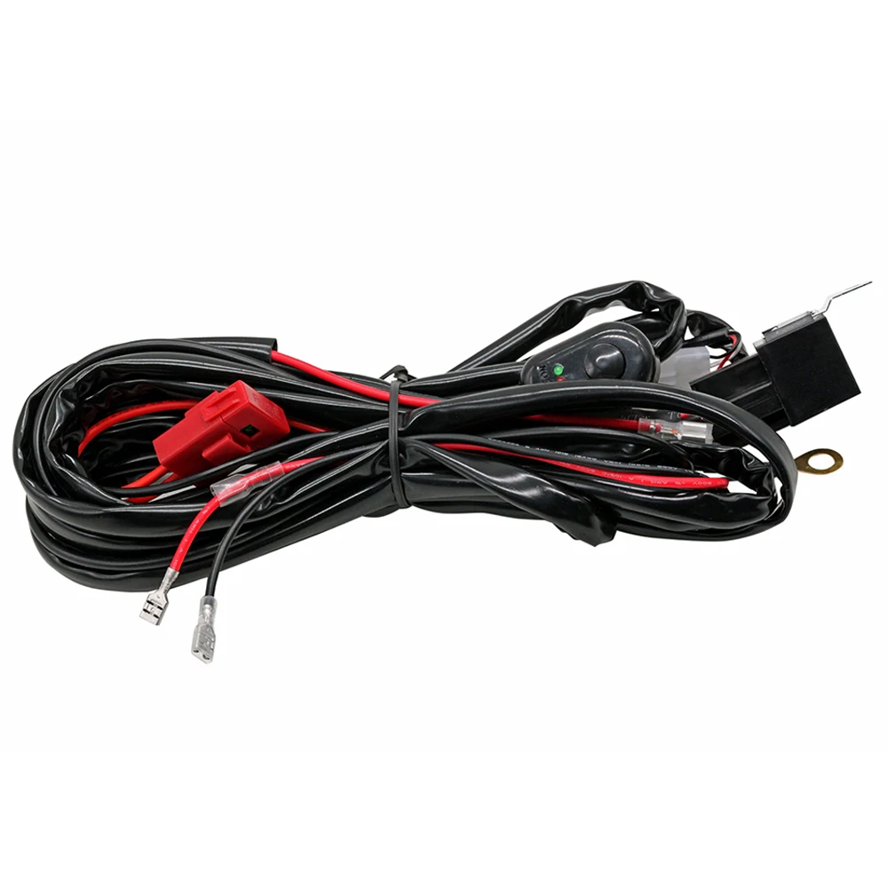 Car LED Light Bar Wire Wiring Harness Relay Loom Cable Kit 3M 12V 24V 40A with Fuse Box for Auto Driving Offroad LED Work Lamp