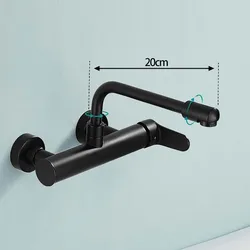 Grifo de pared para cocina, mezclador de fregadero de agua fría y caliente, con boquilla giratoria 360, telescópica, plegable, de latón negro/plateado/blanco