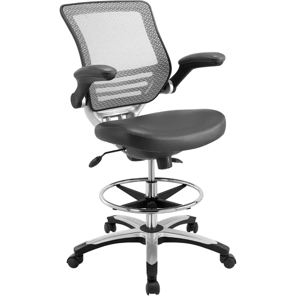 

gray flip-up arm edge drafting chair for reception desk use