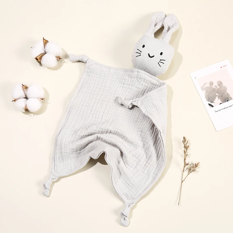 Baby Baumwolle Musselin Bequeme Decke Nette Katze Puppe Für Kleinkinder Kinder Schlaf Beschwichtigen Handtuch Kinder Kaninchen Speichel Schal – Detail 4