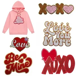 Love Valentine's Day Ironing Patch with Gold Edge Embroidery Cloth Accessories Clothing Bags Decoration Patch Craft Supplies