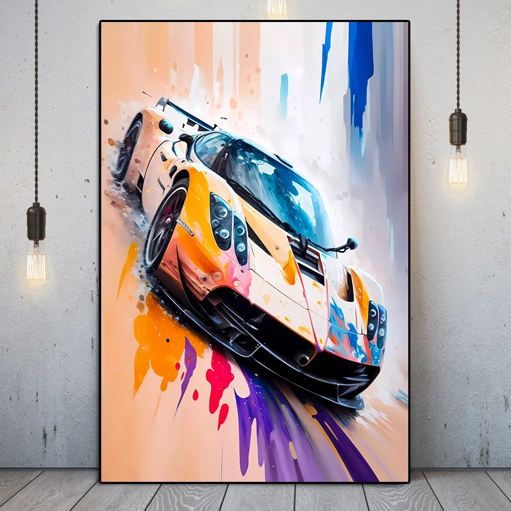 

Luxury Supercar Pagani Huayra Graffiti Canvas Painting Modern Racing Watercolor Poster Print Sports Car Wall Art Room Home Decor