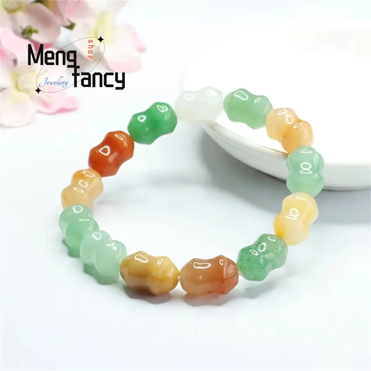 Natural Dongling Jade Duobao Bamboo Joint Bead String Bracelet Simple Elegant Personalized Fashion Versatile Exquisite Jewelry