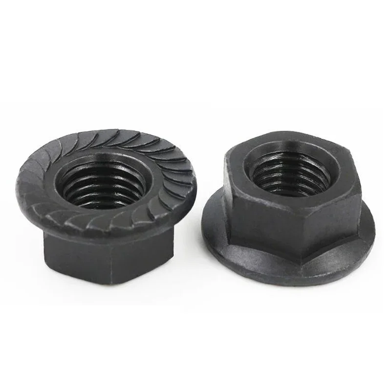M2 M3 M4 M5 M6 M8 M10 M12 M16 Black Carbon Steel Hex Flange Nylon Insert Lock Nut Self-locking Nylock Locknut