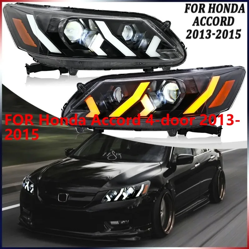 

Для Honda Accord 4-дверный 2013-2015, 1 комплект светодиодных фар в сборе левый + правый с анимацией