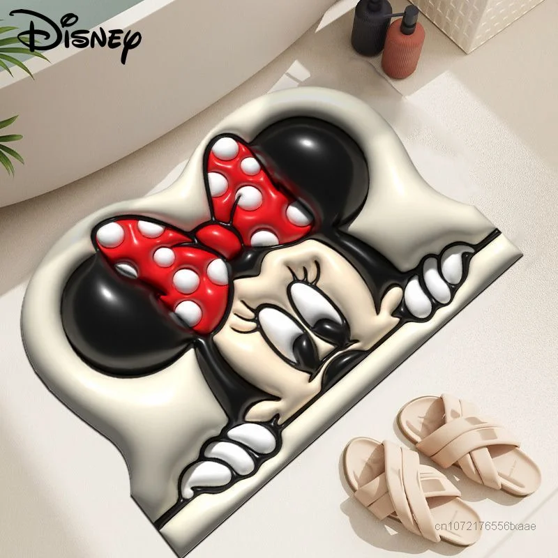 Disney Cartoon Minnie Mickey 3D Floor Mat Diatomaceous Mud Bathroom Water Absorption Anti Slip Foot Mat Indoor Rugs Decoration