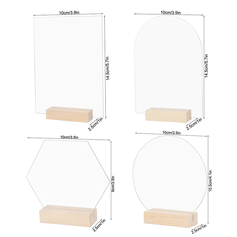 Acrylic Clear Table Place Card With Wooden Holders Wedding Sign Numbers Place Card Holder Display Stand Party Table Decoration