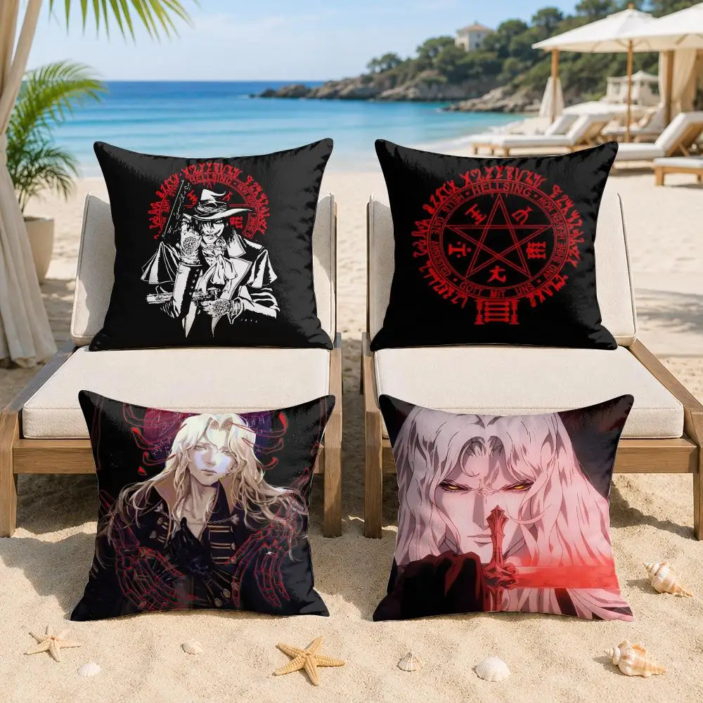Anime C-Castlevania Cushion Cover Silky Short Plush Invisible Zipper Dustproof Sofa Pillow Case For Home Decor