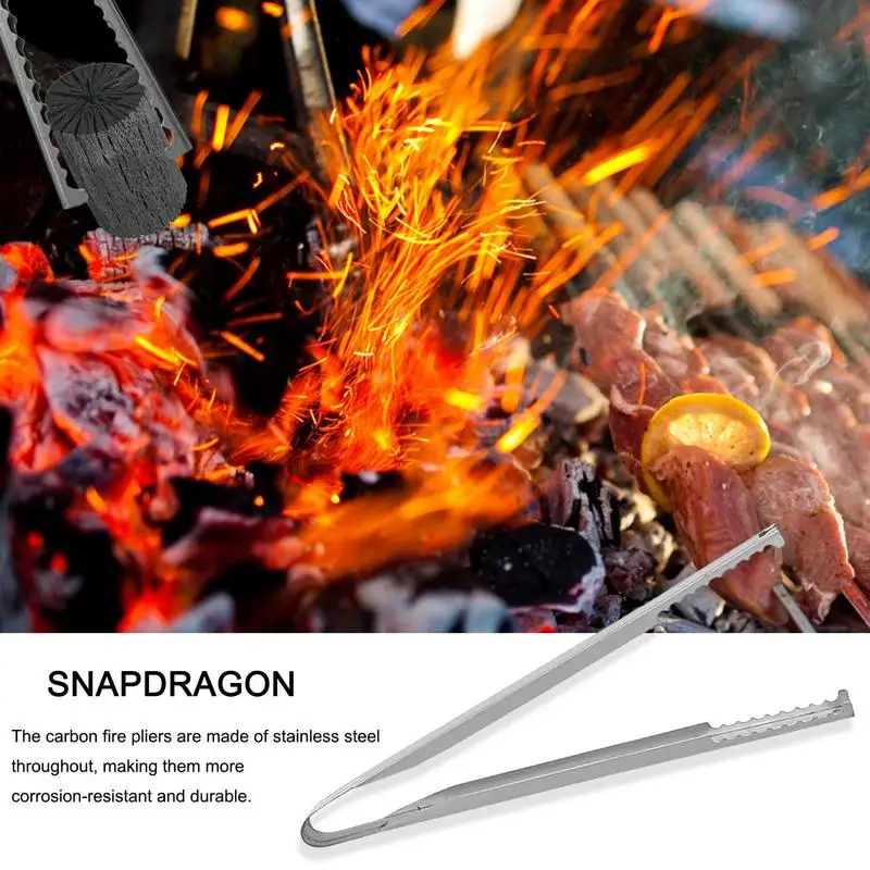 Grill Tongs Fireplace Tongs Charcoal Tong Carbon Fire Pliers Portable And Long Fireplace Tongs Heavy Duty Charcoal Tong For