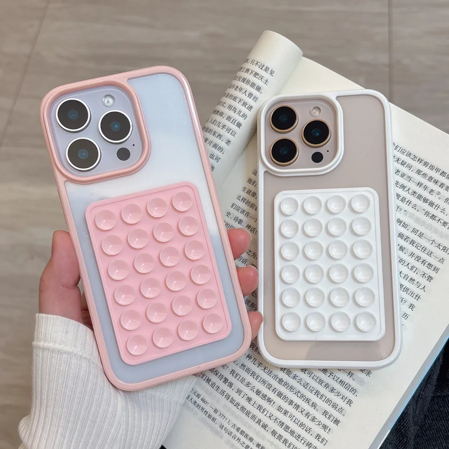 Candy Bumper Phone Case For iPhone 17 16 E 15 14 13 12 11 Pro Max XR X XS 7 8 Plus 3D Suction Cup Airbag Clear Shockproof Cover - náhled 2