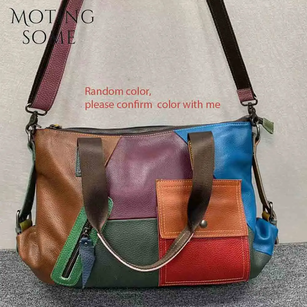 

Motingsome Retro Style Woman Bag Full Grain Cowhide Tote Multi-pocket Oversize Shopper Bags Color Female Travel Handbag 2024