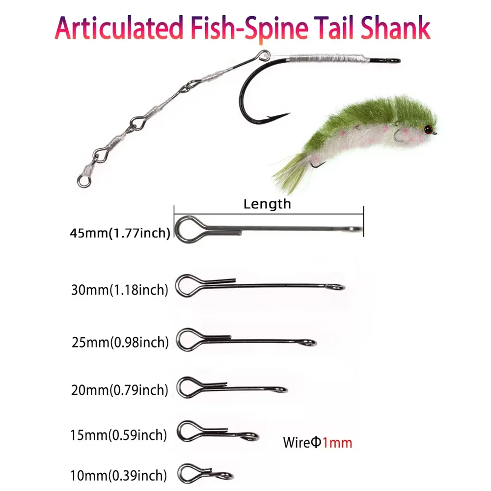 50 Stück 10mm~45mm Fischschädel Gelenkige Fischwirbelsäule Waddington Shank Big Game Shank Streamer Finesse Changer Fliegenbindematerial – Detail 3