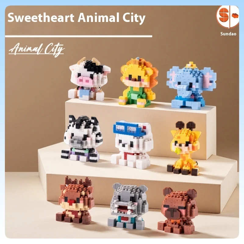 

New Micro Particle Animal Building Blocks Children'S Cute Animal Building Set Assembled Animal Ornaments Gift Toys For Kids