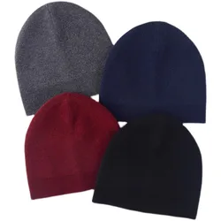 100% Merino Wool Beanie Hat Cashmere Knitted Warm Winter Keep Warm Hats Men Women Soft Thermal Cap One Size