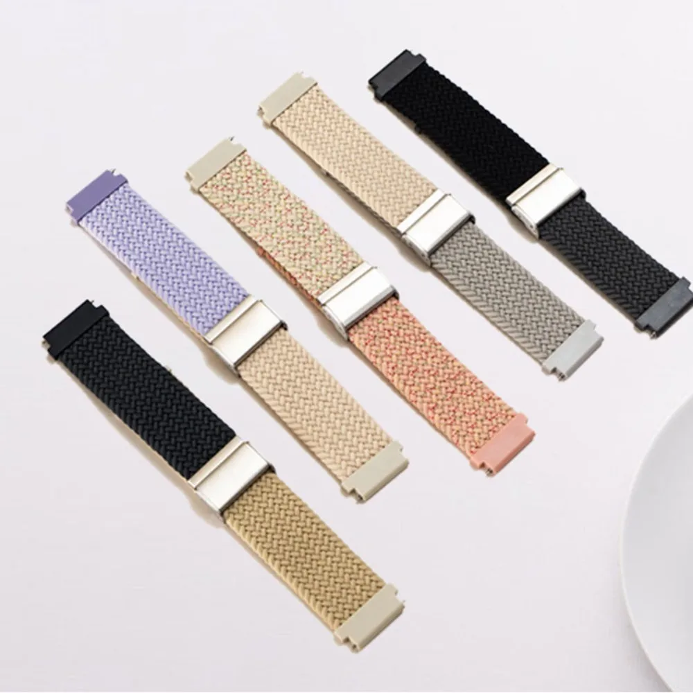 20mm 22mm Nylon Braided Strap for Samsung Galaxy Watch Band 6 Classic 43/47mm Color Blocked Bracelet for Watch 7 6 5 4 44mm 40mm