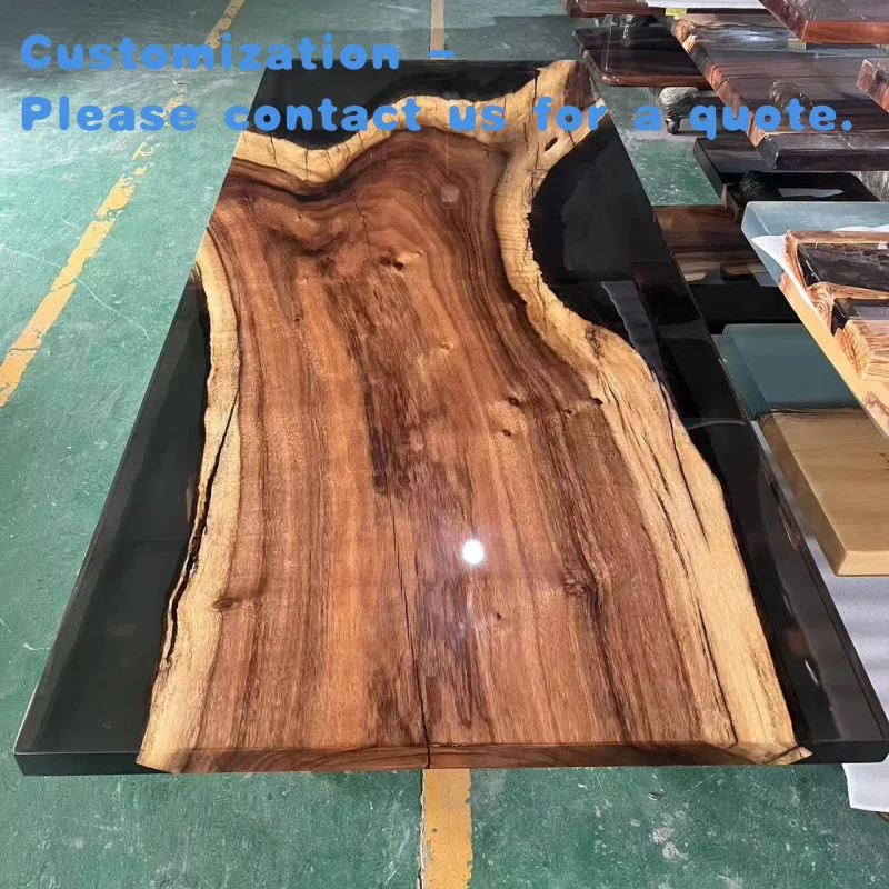 custom.Dining Wood Table Recina Epoxica Para Mesas Solid Wood Live Dining Table Set Natural Root Wooden Epoxy Resin
